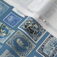 blue stamp collection: international stamps on cadet blue