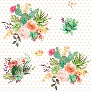 8" She is Fierce Florals / Polka Dots Peach / MIX & MATCH