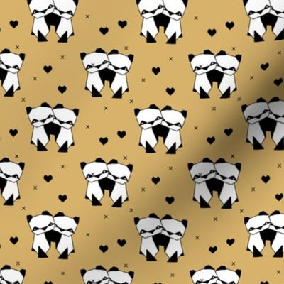 Origami love animals cute panda geometric triangle and scandinavian style print black and white gender neutral ochre
