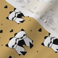 Origami love animals cute panda geometric triangle and scandinavian style print black and white gender neutral ochre