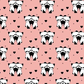 Origami love animals cute panda geometric triangle and scandinavian style print black and white girls pastel pink