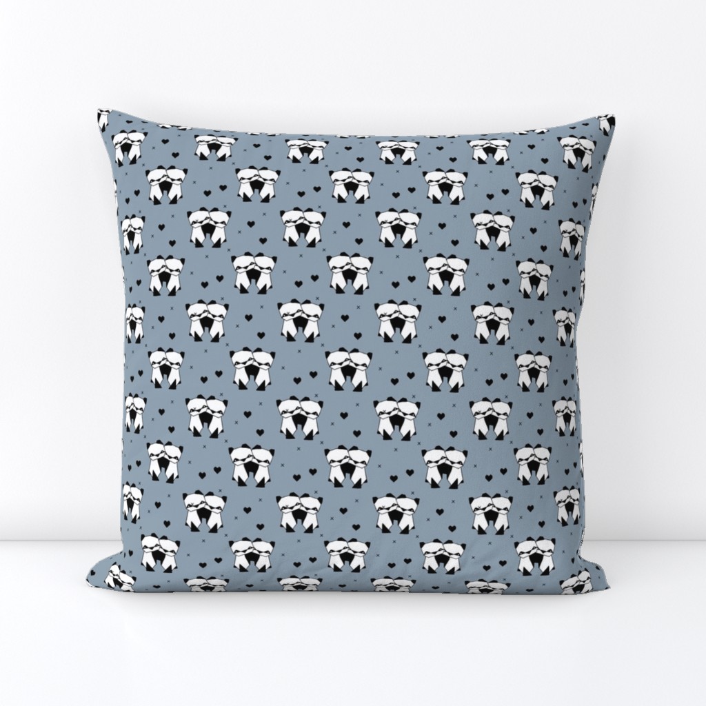 Origami love animals cute panda geometric triangle and scandinavian style print black and white stone gray blue