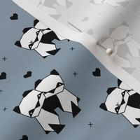 Origami love animals cute panda geometric triangle and scandinavian style print black and white stone gray blue