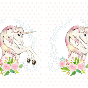 2 to 1 Yard / MINKY / Sweet Floral Unicorn