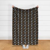 Trotting long coat Chihuahuas and paw prints B - black