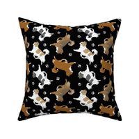 Trotting long coat Chihuahuas and paw prints B - black