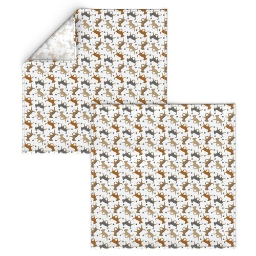 Tiny Trotting smooth coat Chihuahuas and paw prints - white