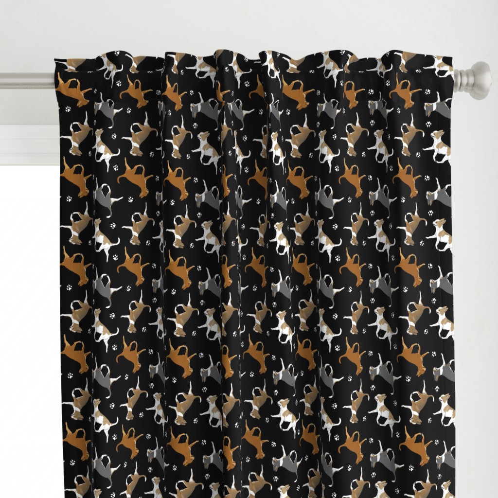 Trotting smooth coat Chihuahuas and paw prints B - black