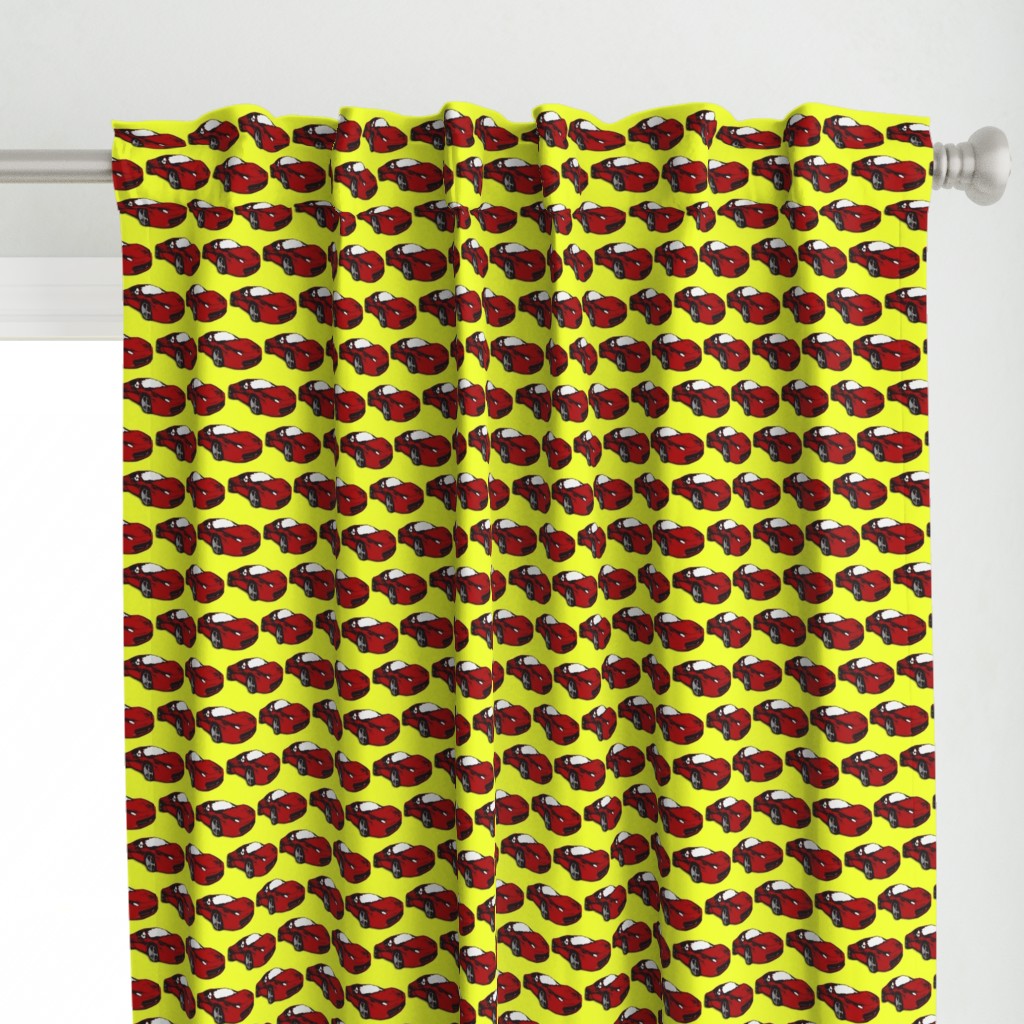 Ferrari race car fabric pattern in yellow and red