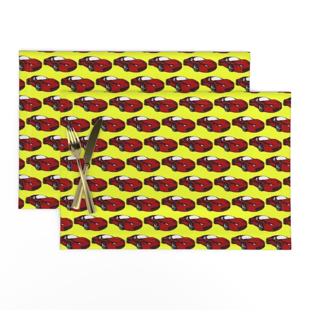 Ferrari race car fabric pattern in yellow and red