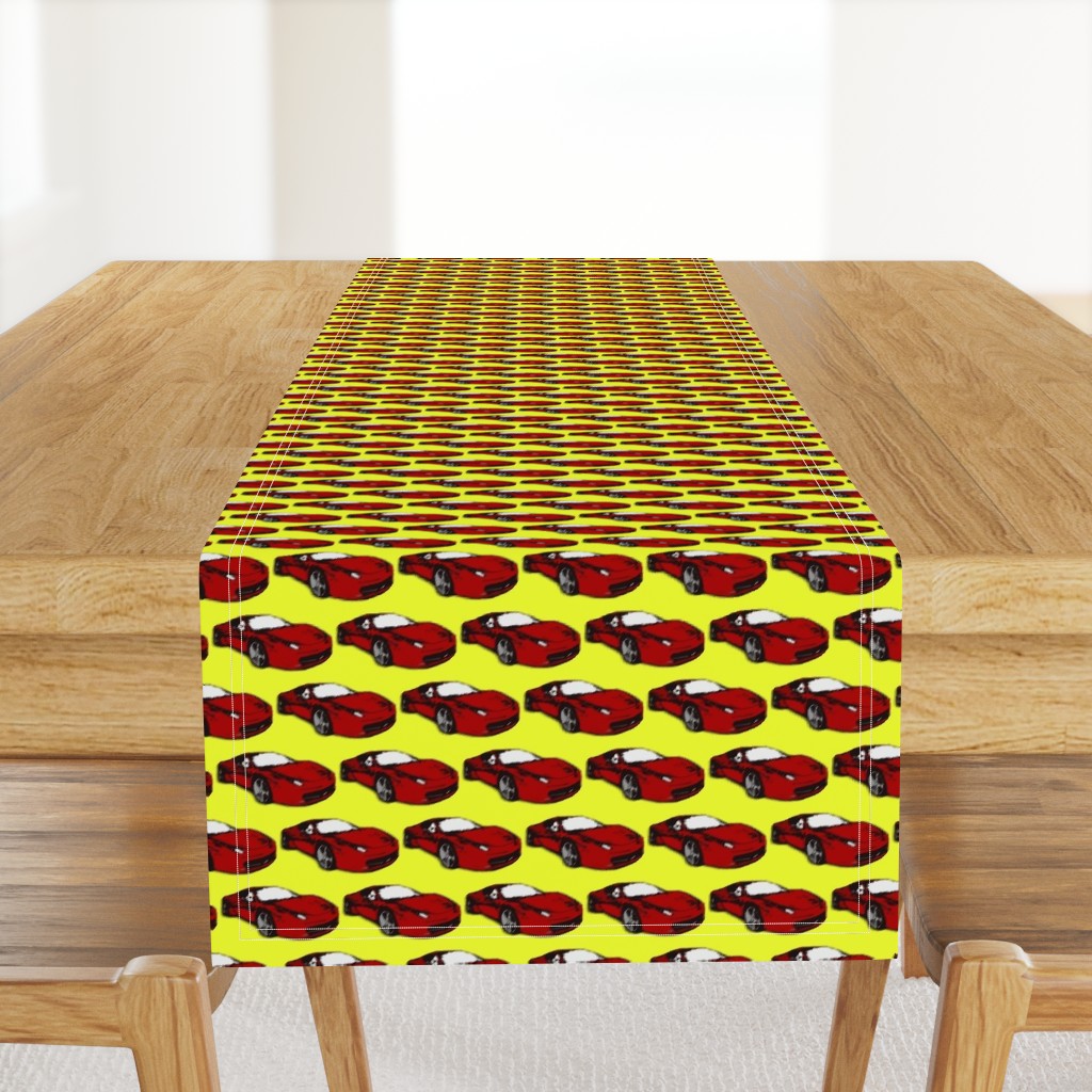 Ferrari race car fabric pattern in yellow and red