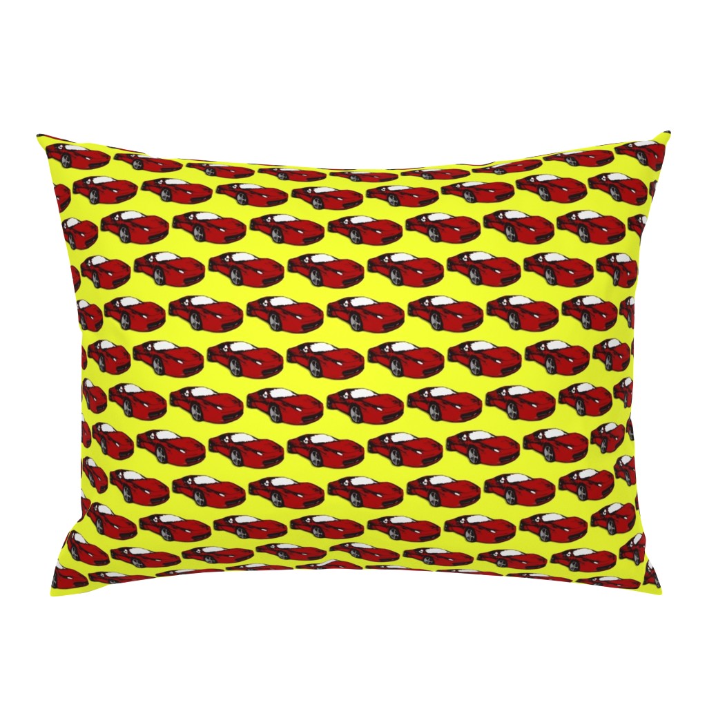 Ferrari race car fabric pattern in yellow and red