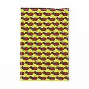 Ferrari race car fabric pattern in yellow and red