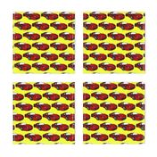 Ferrari race car fabric pattern in yellow and red