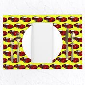 Ferrari race car fabric pattern in yellow and red