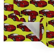 Ferrari race car fabric pattern in yellow and red