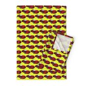 Ferrari race car fabric pattern in yellow and red