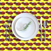 Ferrari race car fabric pattern in yellow and red