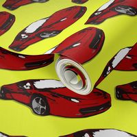 Ferrari race car fabric pattern in yellow and red