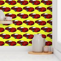 Ferrari race car fabric pattern in yellow and red