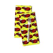 Ferrari race car fabric pattern in yellow and red