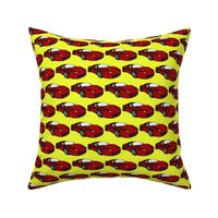 Ferrari race car fabric pattern in yellow and red