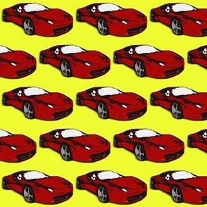 Ferrari race car fabric pattern in yellow and red