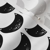 Geometric black cat pattern on white - half moon kitty face