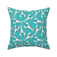 white lobsters-on-teal