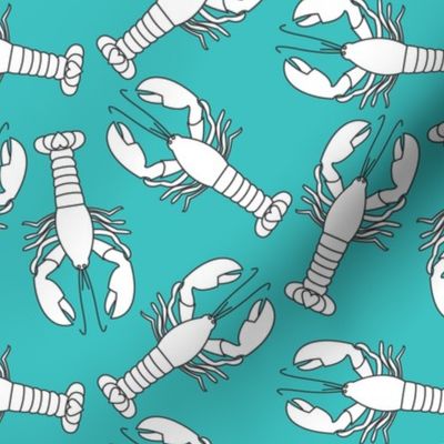 white lobsters-on-teal