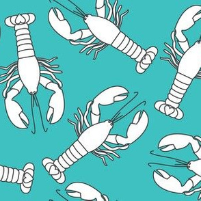white lobsters-on-teal