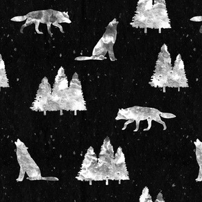 wolves on black