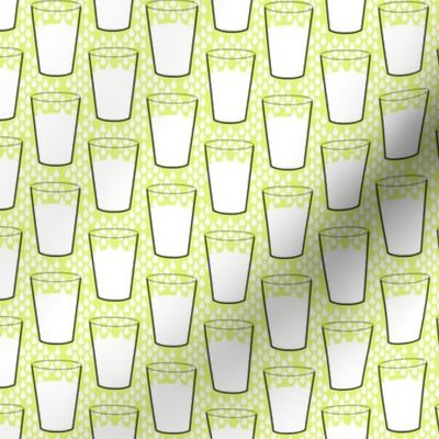 Milk glasses on yellow