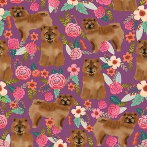 chow chow florals dog fabric amethyst