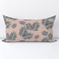 palm leaves - blush on dusty blue