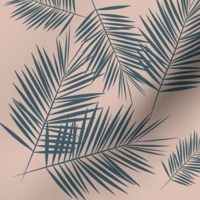 palm leaves - blush on dusty blue