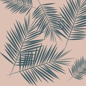palm leaves - blush on dusty blue