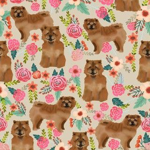chow chow florals dog fabric sand