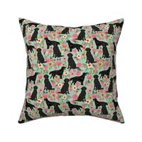 Flat Coated Retriever dog breed florals mint