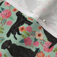 Flat Coated Retriever dog breed florals mint