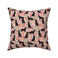 Flat Coated Retriever dog breed florals pink