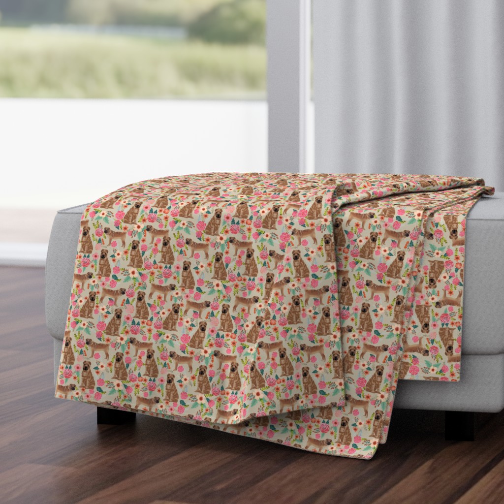 Sharpei dog fabric with florals sand