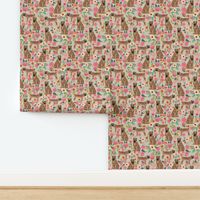 Sharpei dog fabric with florals sand