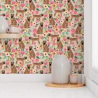 Sharpei dog fabric with florals sand