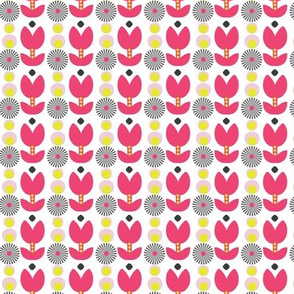 Boho mod flowers - pink folksy retro floral shapes