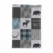 Adventure Awaits Quilt- Soft Blue, Black And Grey