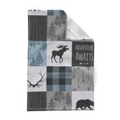 Adventure Awaits Quilt- Soft Blue, Black And Grey