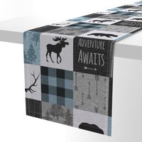 Adventure Awaits Quilt- Soft Blue, Black And Grey