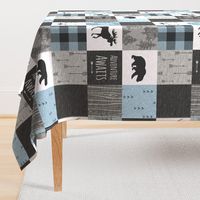 Adventure Awaits Quilt- Soft Blue, Black And Grey