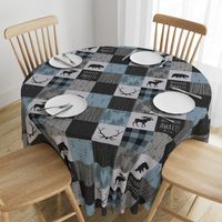 Adventure Awaits Quilt- Soft Blue, Black And Grey